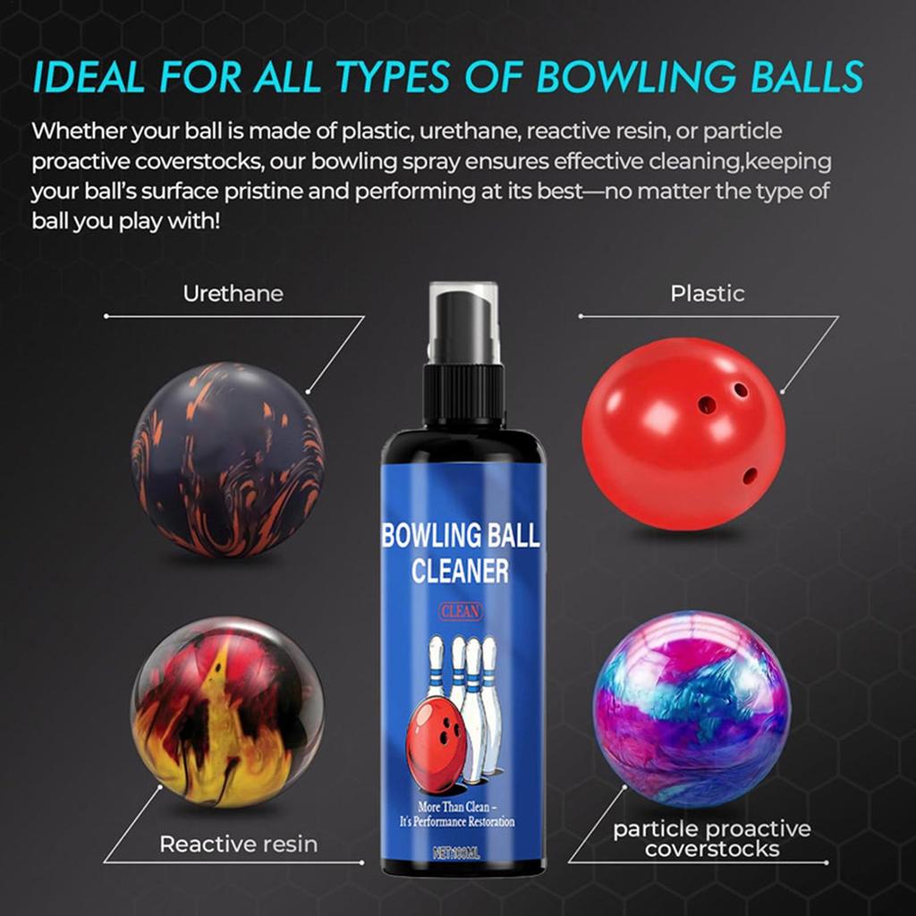 Pulitore per Bowling 100ml Spray Lucidante con Panno Accessori Palla da Bowling per Principianti Giocatori di Bowling Uomini Donne Palestra Biliardo Golf