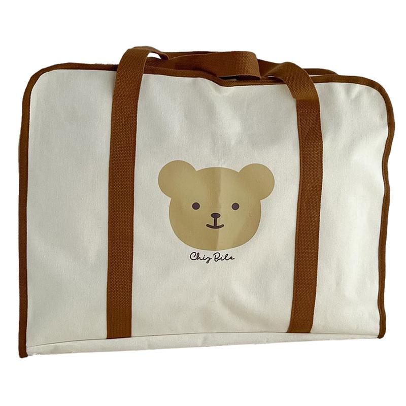 Adorable Large Capacity Canvas Bag Featuring Cute Bear Design Perfect For Kids Storage