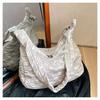 IELGY Cloud Bag Plaid Pleated One-Shoulder Cotton-Padded Bag Large-Capacity Casual Korean Version Diagon