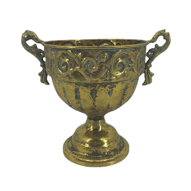 Classical Retro Iron High Footed Cup Flower Set Retro Vintage Metal Home Decoration Flowerpot European Wedding Vase Ornaments