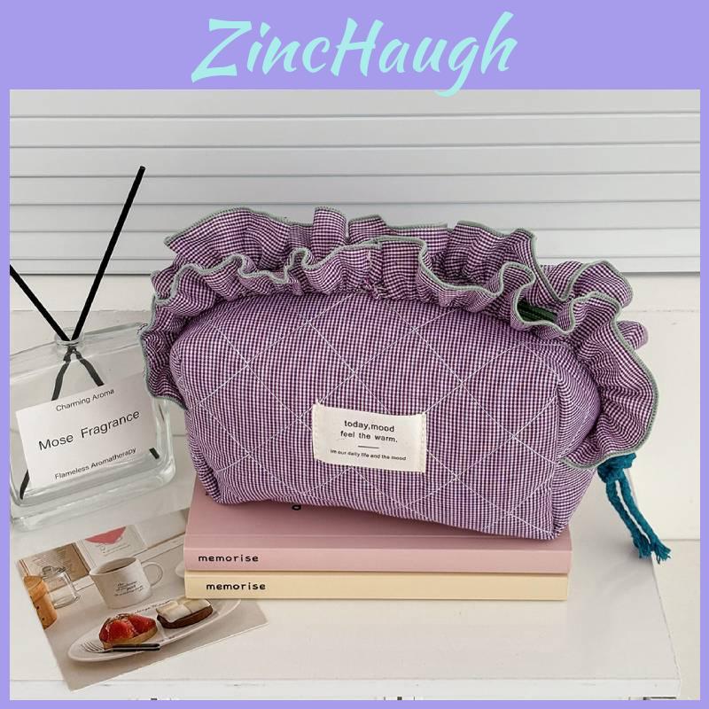 Cotton Checked Pattern Storage Bag With Breathable Design For Dorm Room Organization