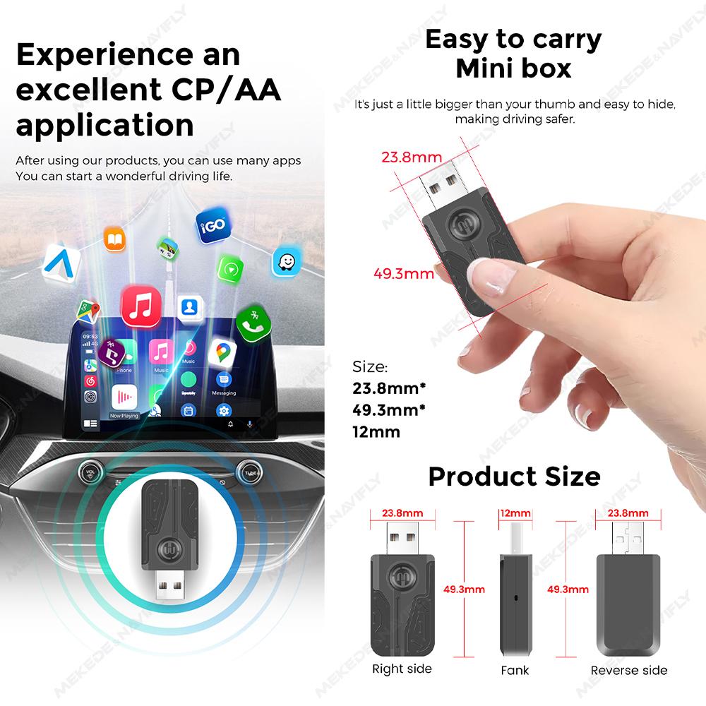 Wired to Wireless CarPlay Adapter Android Auto Wireless Smart Mini Box USB Plug And Play WiFi Automatic Connection For Universal
