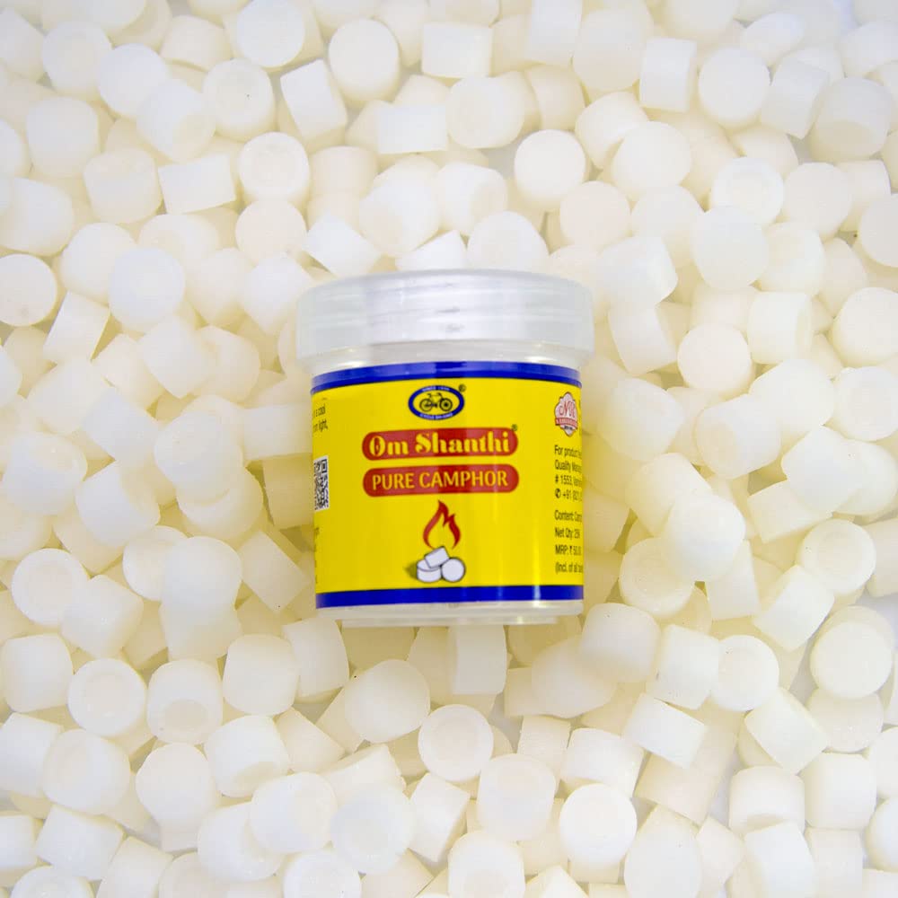 Cycle Pure Om Shanthi Camphor Tablets 110  Pure Karpur for Puja Rituals, Havan & Special Occasions with Zero Carbon (110 N X 1 Kapur Jars)
