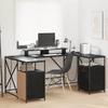 Desk with Shelf Black Oak Effect 182 x 101 x 87.5 cm