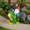 Resin Dwarf Riding Frog Handicraft Outdoor Courtyard Garden Decorative Landscape Sculpture Creative Garden Art
