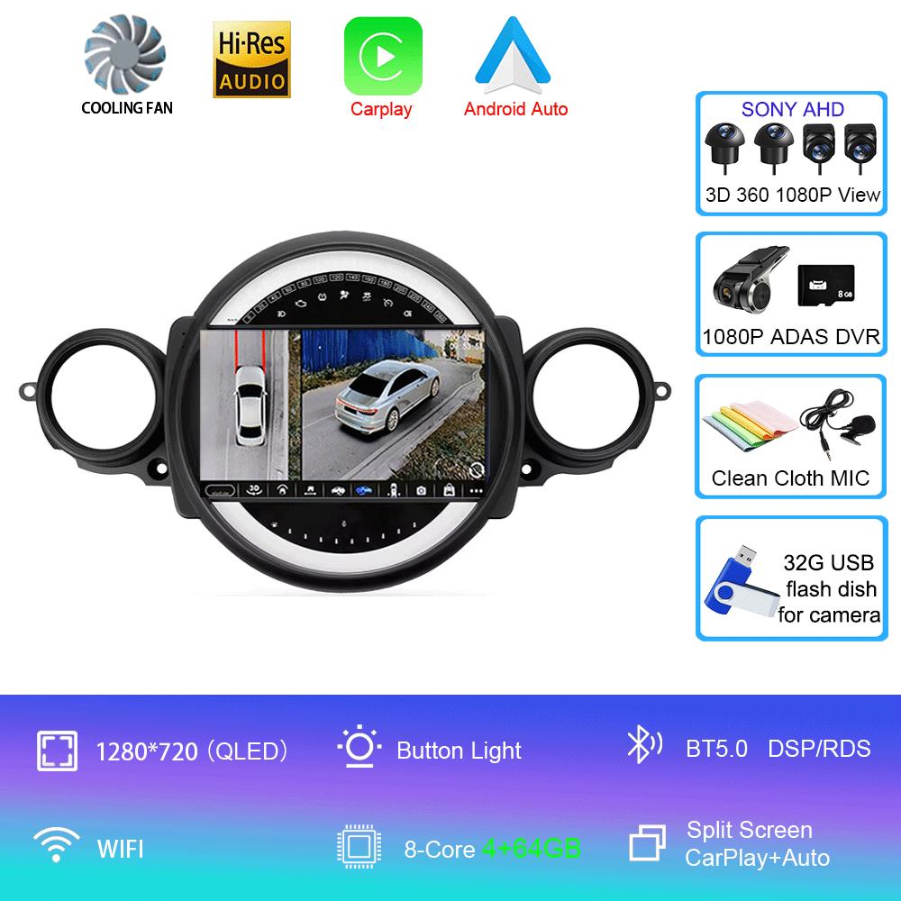 Android 14 Car Radio For BMW Mini Cooper R56 R60 R51 2006 - 2015 GPS Carplay Navigation Stereo Auto DSP BT DVD Multimedia Player