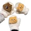 New Cartoon Cute Neck Hanging Fleece Thickened Warm Plush Riding Windproof and Cold-proof Gloves