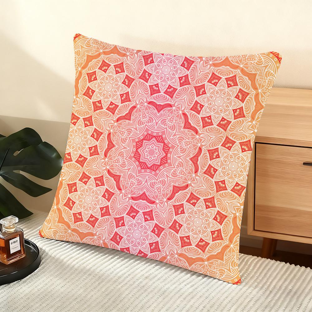 Mandala Bohemian Ethnic Cushion Cover Soft Short Plush Pillow Cover Smooth Cozy Texture Aesthetic Cushion Case Home Decor