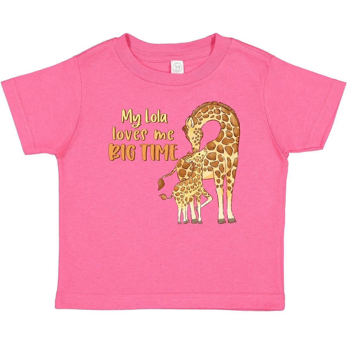 Inktastic My Lola Loves Me Big Time Giraffe Baby T-Shirt New Lolas Grandma Nana 140