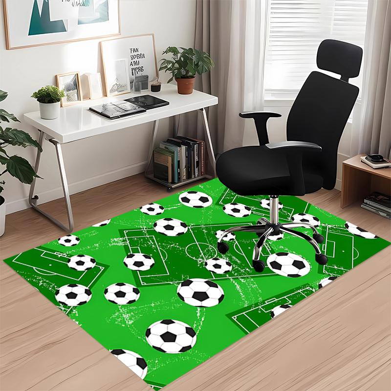 Fußball bedruckter Teppich, für Bürostuhl Wohnzimmer Schlafzimmer Küchenraum Dekoration Geschenke.