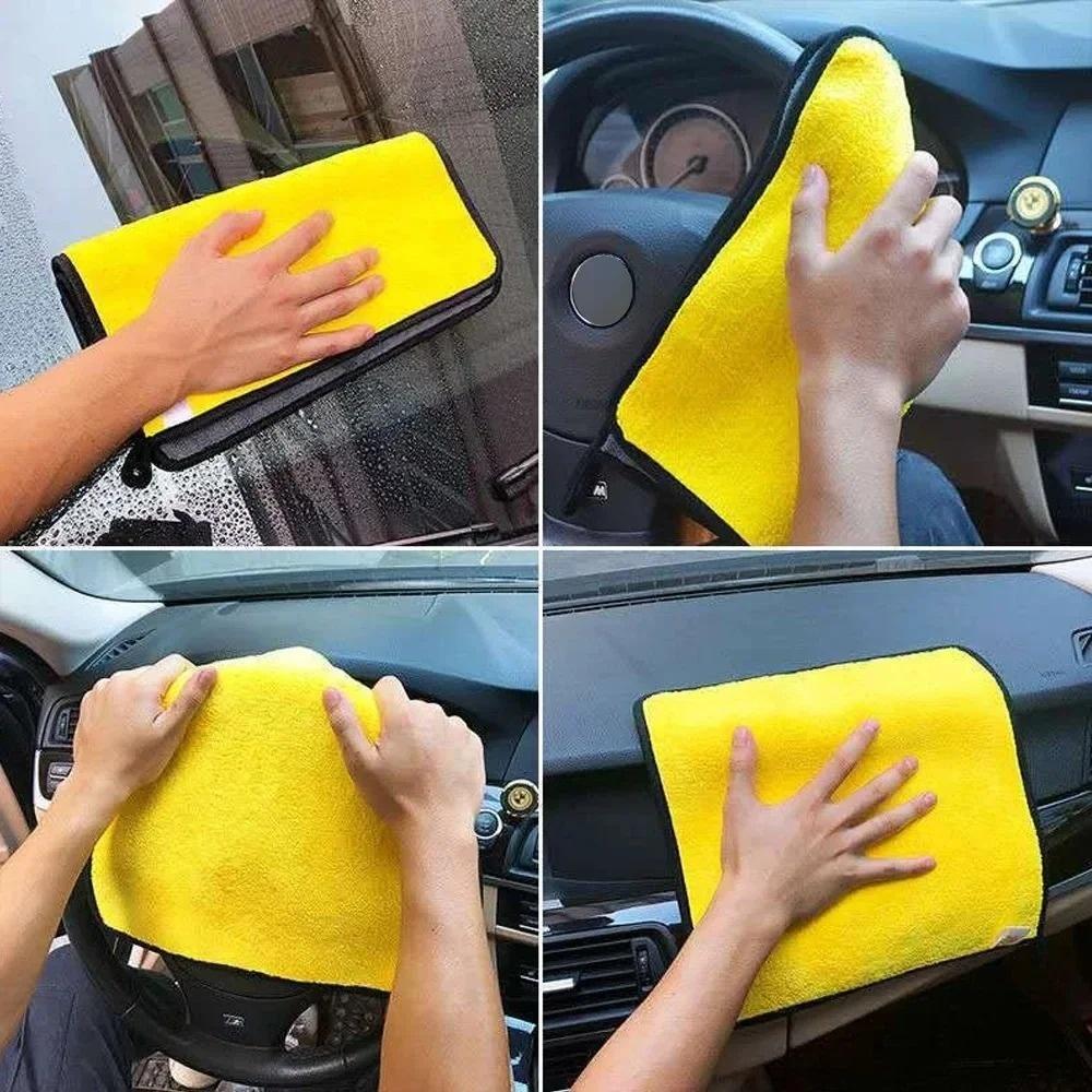 1pc Microfiber Car Cleaning Towel Thicken Soft Drying Cloth Double Layer Car Body Washing Rags Car Clean Accessories