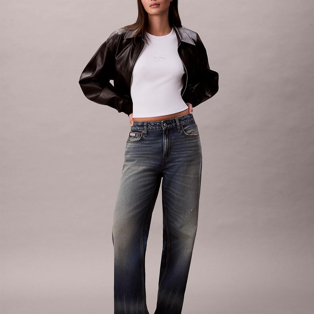 Calvin Klein Letter Logo Slim Fit Crew Neck Long Sleeve Regular T-Shirt Women Tops LV047A803G-YAA