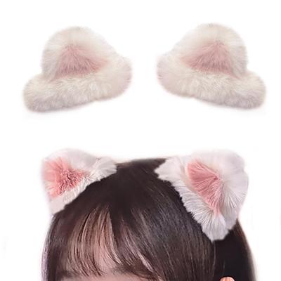 GUFER Cat Ear Hair Clips, Lolita Headpiece, Cute Animal Ears, Cosplay Hairpins, Fluffy Cat Ear Hair Ornaments, Kids Hairpins, Costume Accessories,