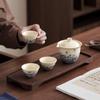 New Ru Kiln Kung Fu Tea Set Outdoor Travel Express Cup Three Cups Ceramic Cover Bowl Hand Grab Pot Making Tea Teacup