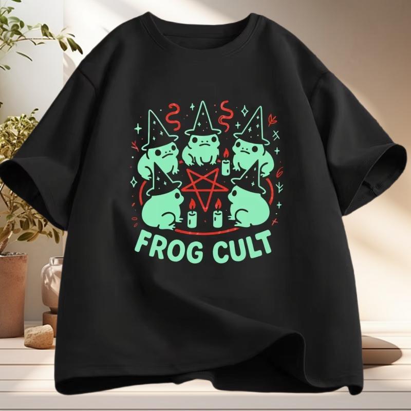 

Frog Cult TShirt Women Men Witchy Frog Tee Dark Cottagecore Aesthetic Funny Halloween T Shirt for Women Men Y2k Clothes 4XL