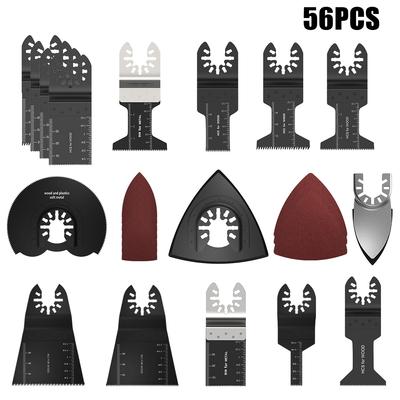 56-teiliges Set gemischter Multitool-Klingen mit Schnellwechsel-Oszillationssägeblättern zum Schneiden von Metall, Holz und Kunststoff. Multifunktions-Schwenksägeblatt.