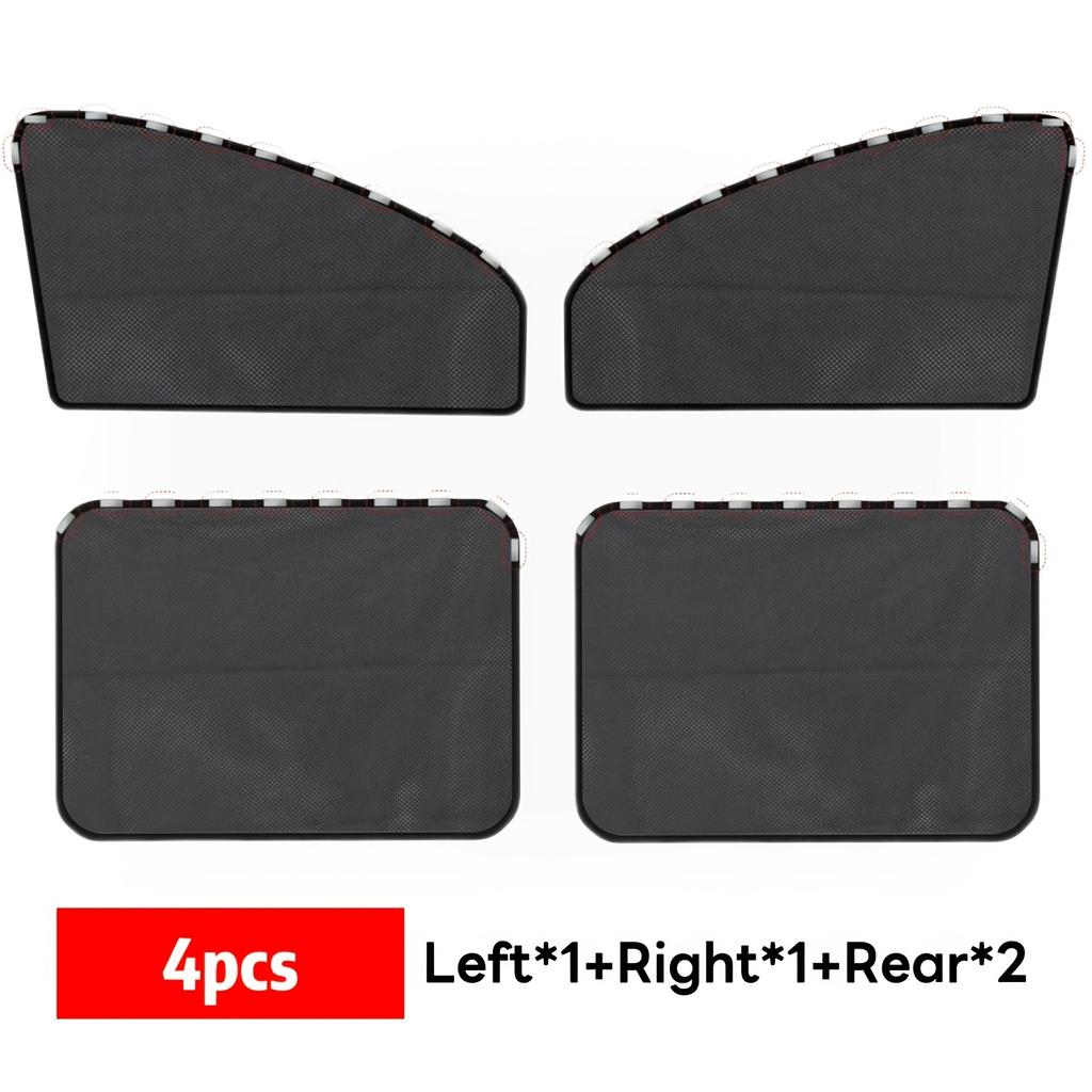 4pcs Magnetic Front Rear Window Curtain Summer UV Protection Universal Foldable Window Sunshades with Small Hole Auto Accessory