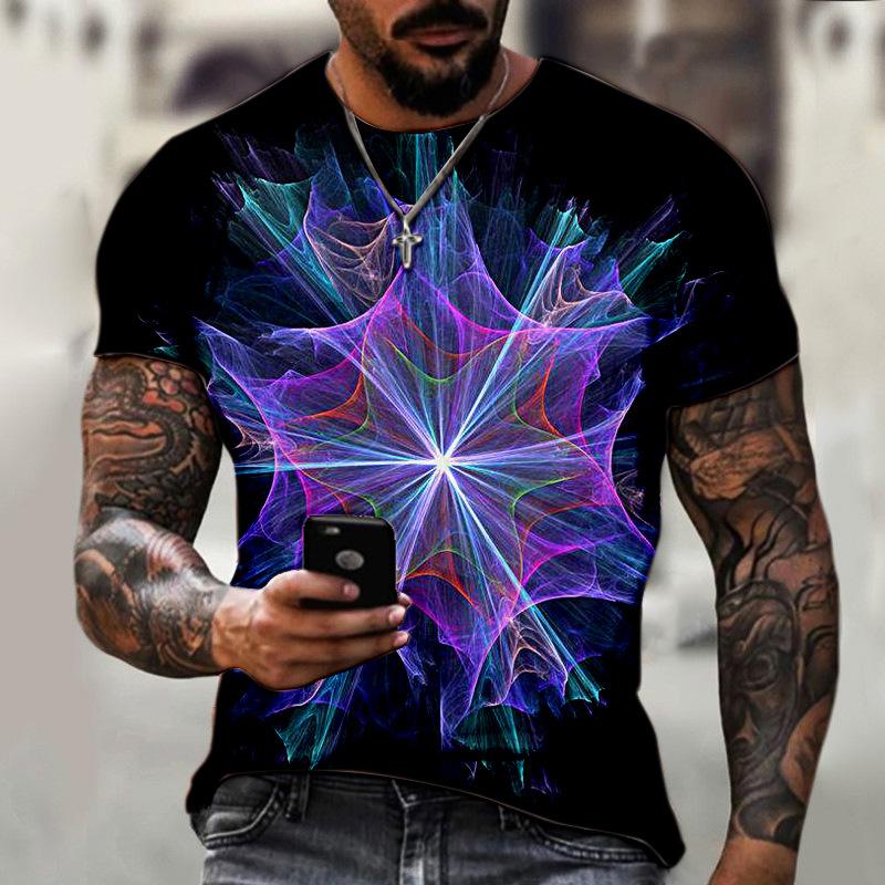 Colorful Bubble Round Neck Short Sleeve T-shirt 3D Digital Printed Summer Top Short Sleeve Shirt