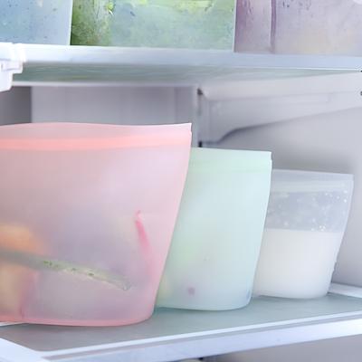 Sacs de Rangement en Silicone Étanches Réutilisables Sacs de Rangement Alimentaire en Silicone Conservation Fraîcheur Récipients Ziplock pour Réfrigérateur Congélateur 17.6oz, 35.2oz, 52.8oz