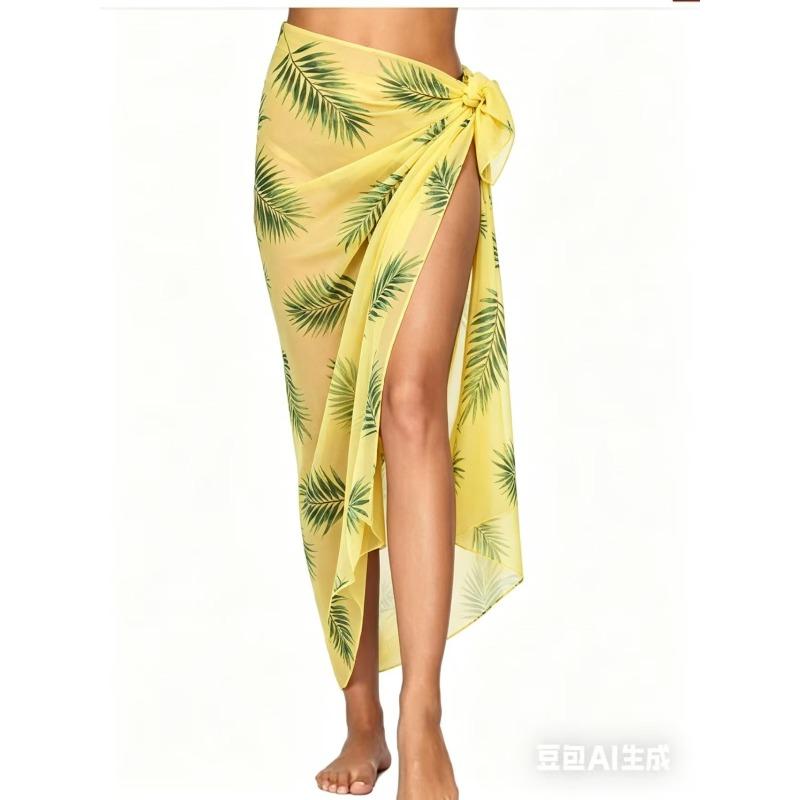 Long mesh beach wrap dress, sexy bikini one-piece scarf for women