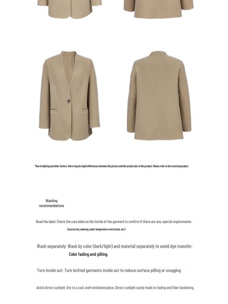 VEROMODA Women's V-neck Double-sided Wool & Cashmere Blend Coat