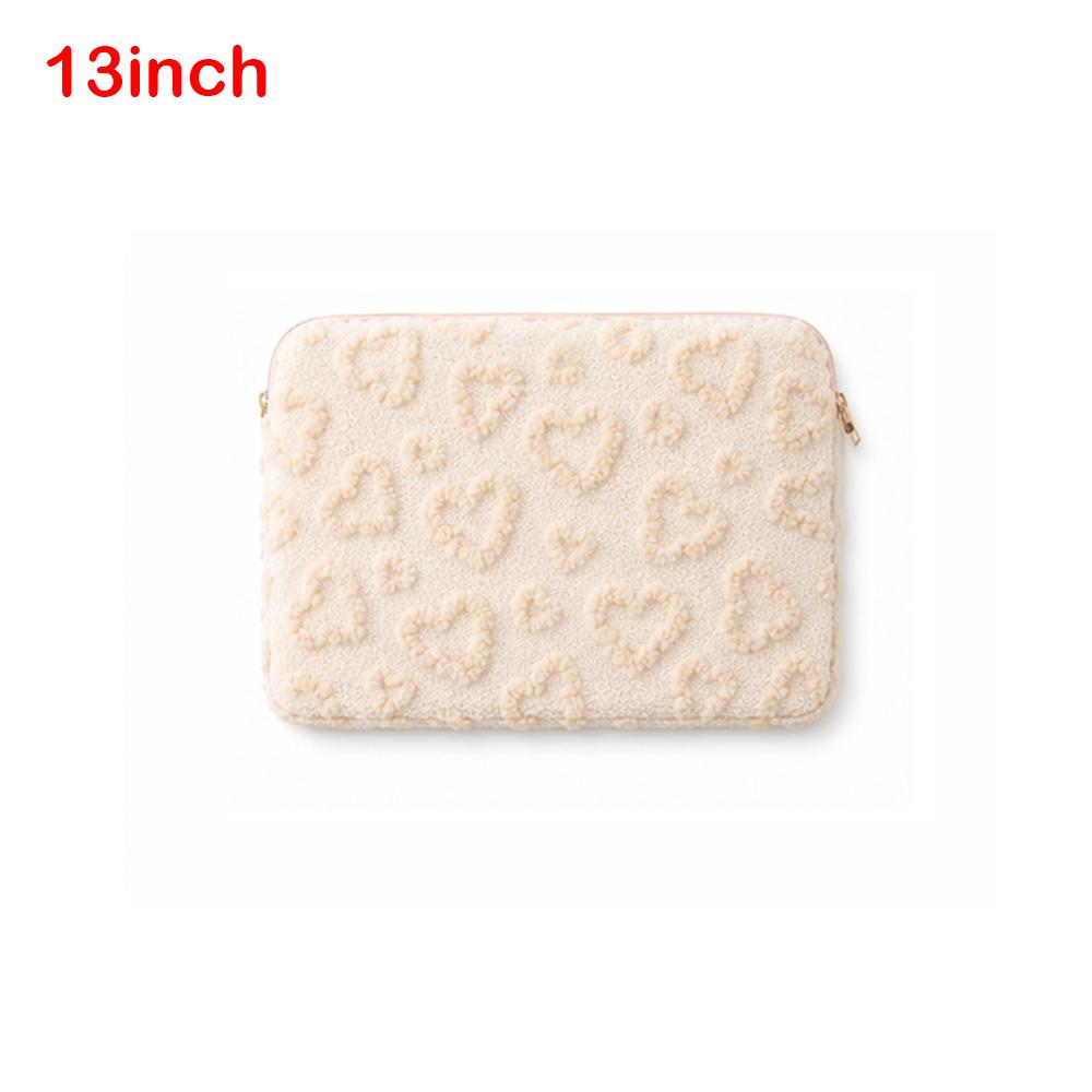 Plush Notebook Computer Sleeve Heart Pattern Protective Device Case Tablet Sleeve Daily Commuting