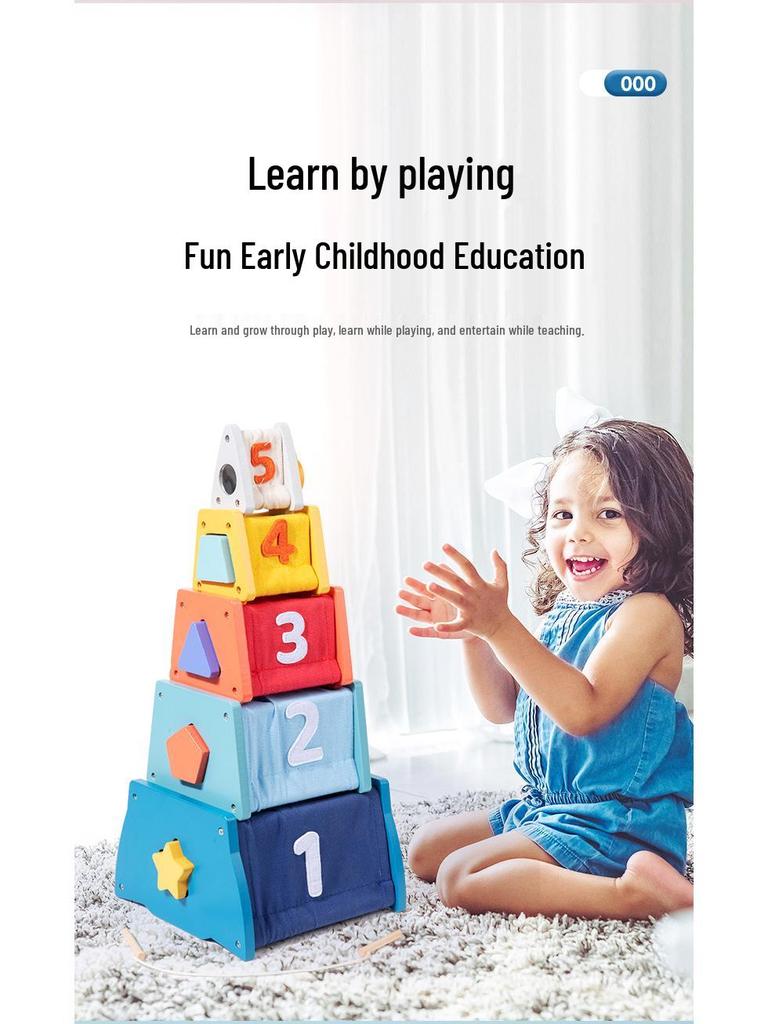 Children's Wooden Busy Tower: Multifunctional Educational Toy for Early Learning, Shape Matching, and Hands-on Skill Development