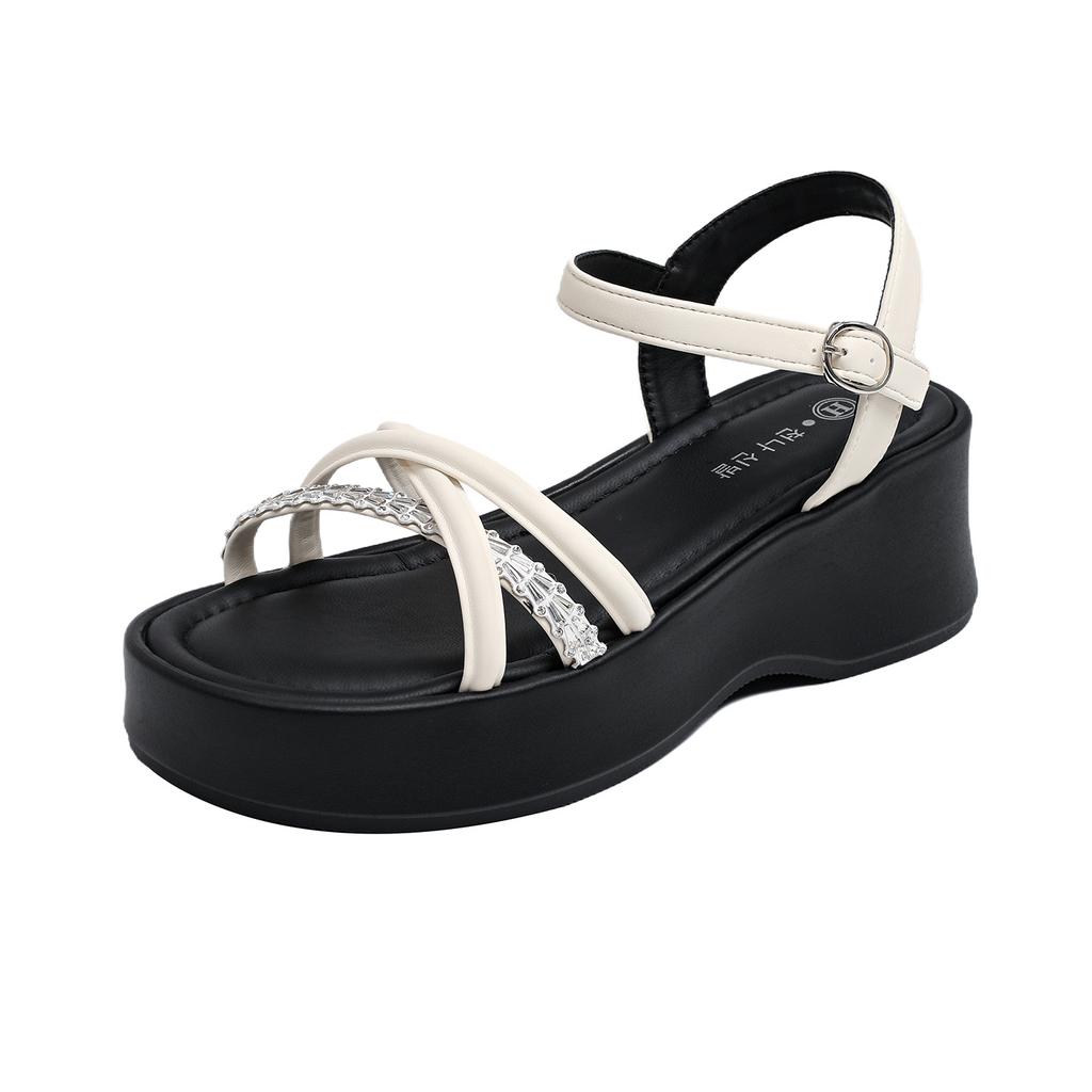 Women Chunky Roman Sandals Single Strap Buckle Platform Shoes Summer Walking Holiday Casual Outfits Daily Footwear Travel Footwear