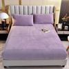 Solid Colour Soft Warm Thick Velvet Fitted Fitted Sheet Non Slip Mattress Cover Adjustable Protector Soft Bed Sheet with Elastic