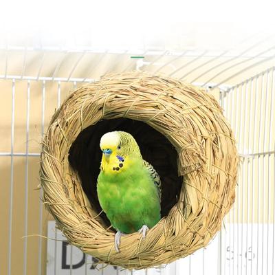 1pc Natürliche Handgemachte Stroh Vogel Nest Taube Haus Papagei Nest Warme Haustier Schlafzimmer Hof Kleine Tier Vogel Käfige