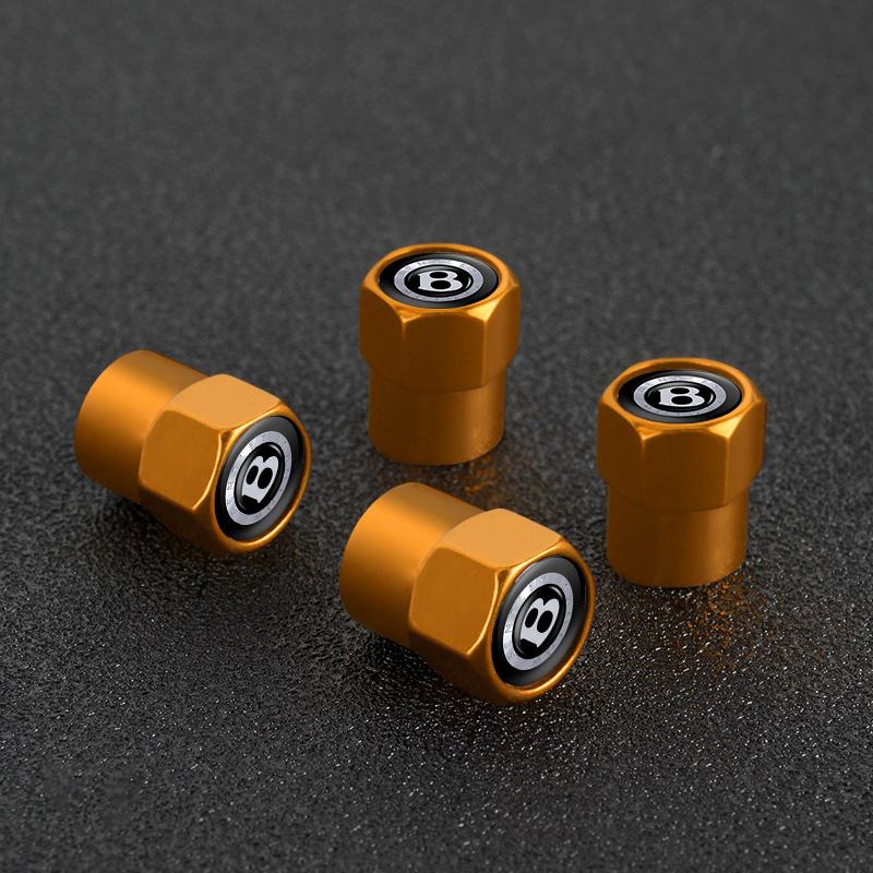 For Bentley Flying Spur Continental GT Bentayga Mulsanne 4Pcs Aluminum Car Wheel Tire Valve Stem Cover Dustproof Cap Accessories GH2