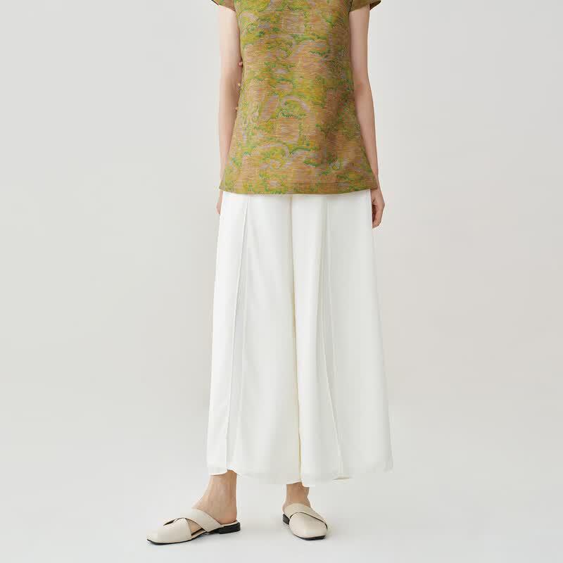 Feinikesi New Chinese Style Chiffon Wide-Leg Pants 2XL