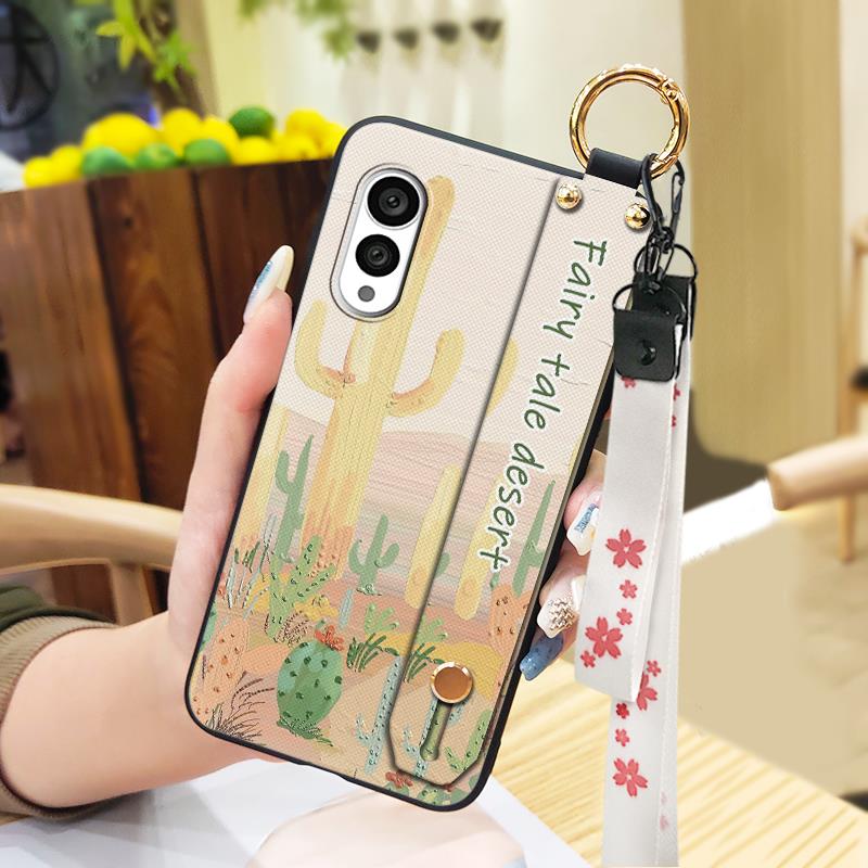 Wrist Strap Lanyard Phone Case For FCNT/Fujitsu Arrows N F-51C Silicone Fashion Design Anti-dust Durable Protective Ring