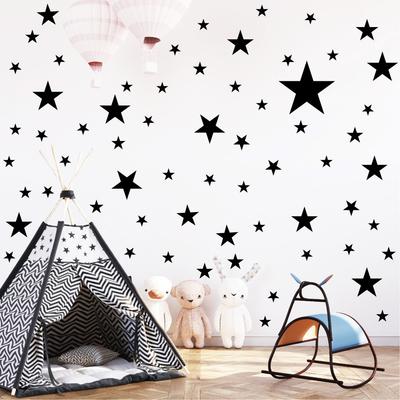 Star Wall Sticker Black Simple Mixed Size Home Decoration Bedroom Window Children's Room Self-adhesive Wall Sticker