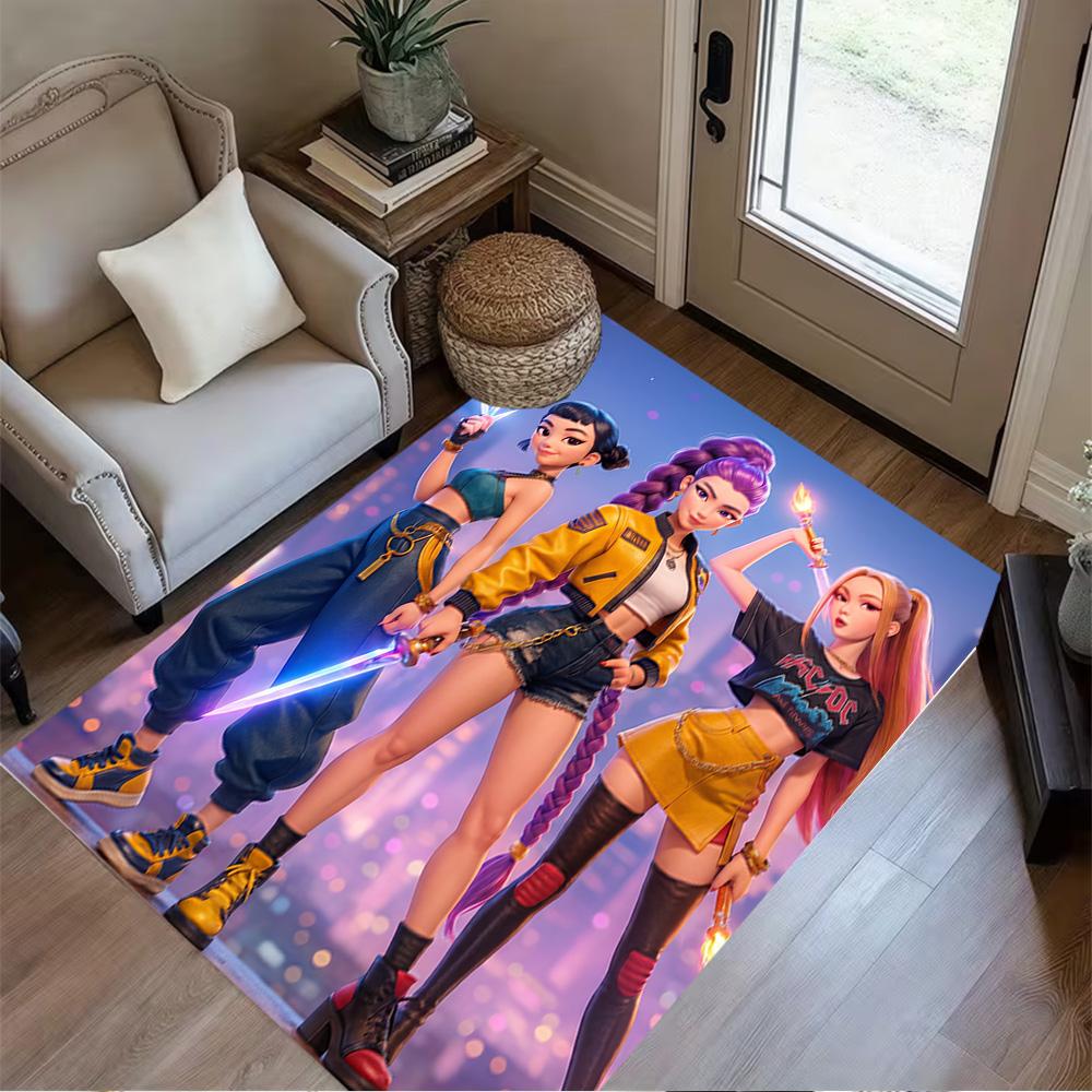 Neon Fashion Showdown Area Rug Design for Dining Room Game Room Playrooms Study room Anti-slip Rug Anime Office Decor