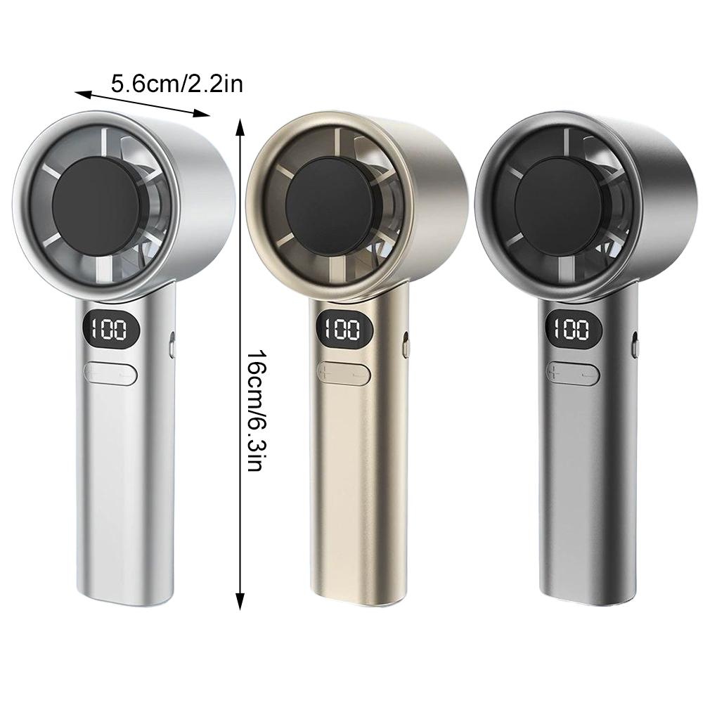 120 Wind Speed Mini Bladeless Handheld Fan With LED Air Volume Digital Display Portable Handheld Fan