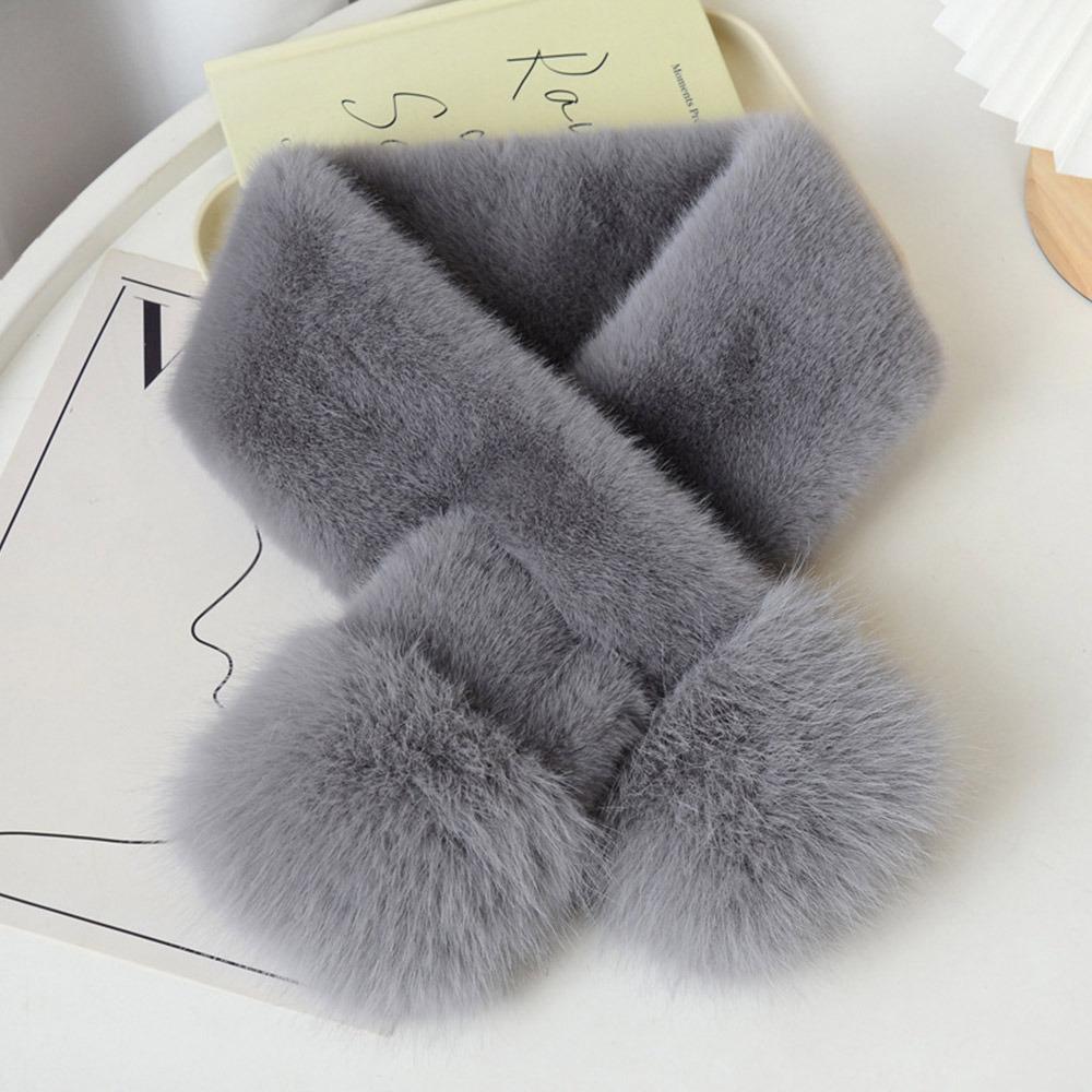 Winter Warm Solid Color Korean Winter Scarf Faux Mink Fur Soft Neck Collar Warmer Soft Plush Warm Neck Warmer Fashion Accessory