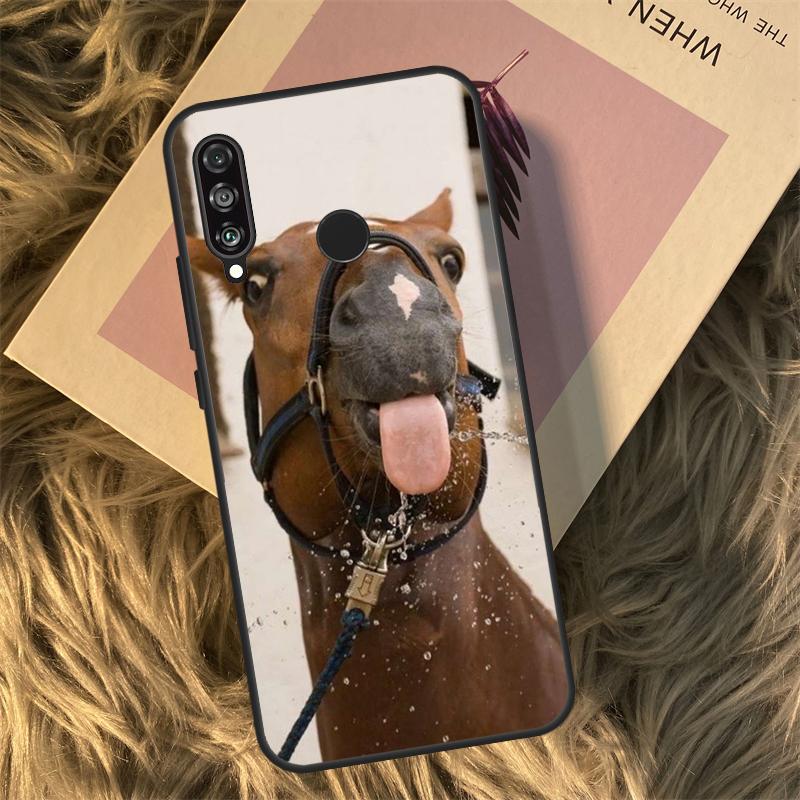 Funny Horse Animal Case For Huawei P30 P20 P50 Pro P40 Lite P Smart 2021 Nova 5T For Honor X8 X9a 50 70 Cover