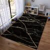 Black Marble Pattern Carpet with Gold Lines, Modern Living Room Rug Suitable for use as an anti-slip for living room bedroom sofas