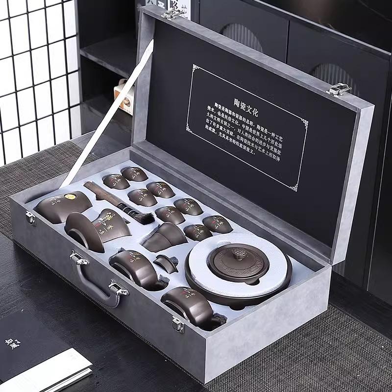 Original Mineral Purple Clay Kung Fu Tea Set for Home Living Room Office Chinese Style Teapot Gaiwan Teacup High-end Gift Box Se