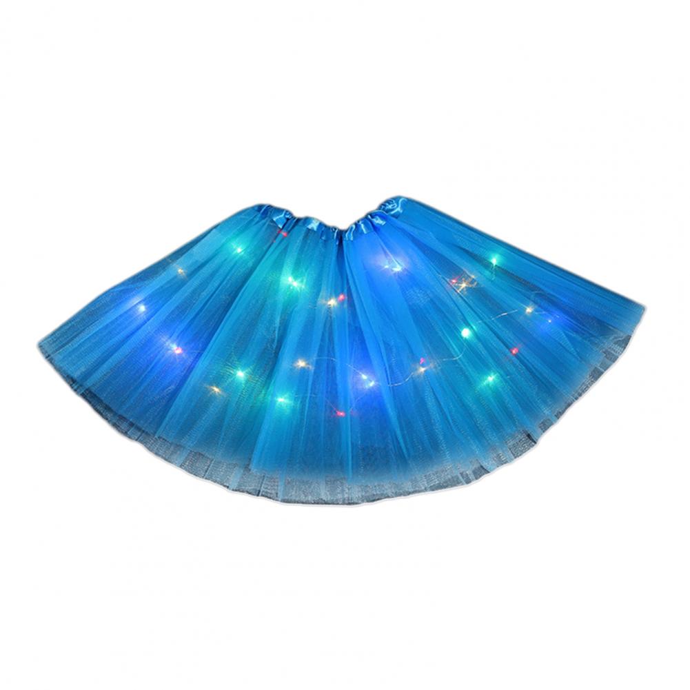Half-length Mesh Skirt Colorful Led Light-up Mesh Skirt for Women with Elastic Waist Multi-layered Stage for Parties for Women
