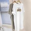 American Cartoon Print Casual Loose T-Shirt Dress, Short Sleeve, Round Neck, Slimming, Versatile for Summer.