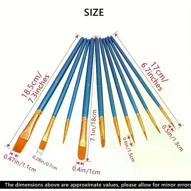 Detail Painting Brushes Set Professional Round Flat Nylon Hair Watercolor Paint Brush For Kid Students Artists Oil Painting Tool