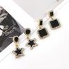 Crystal Black Acrylic Star Heart Round Circle Square Triangle Bow Earrings for Women Party Geometry Trendy Jewelry