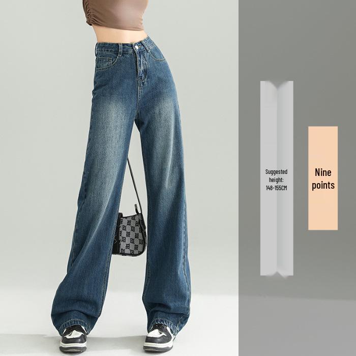Retro Blue High-Waisted Wide-Leg Jeans for Women Small