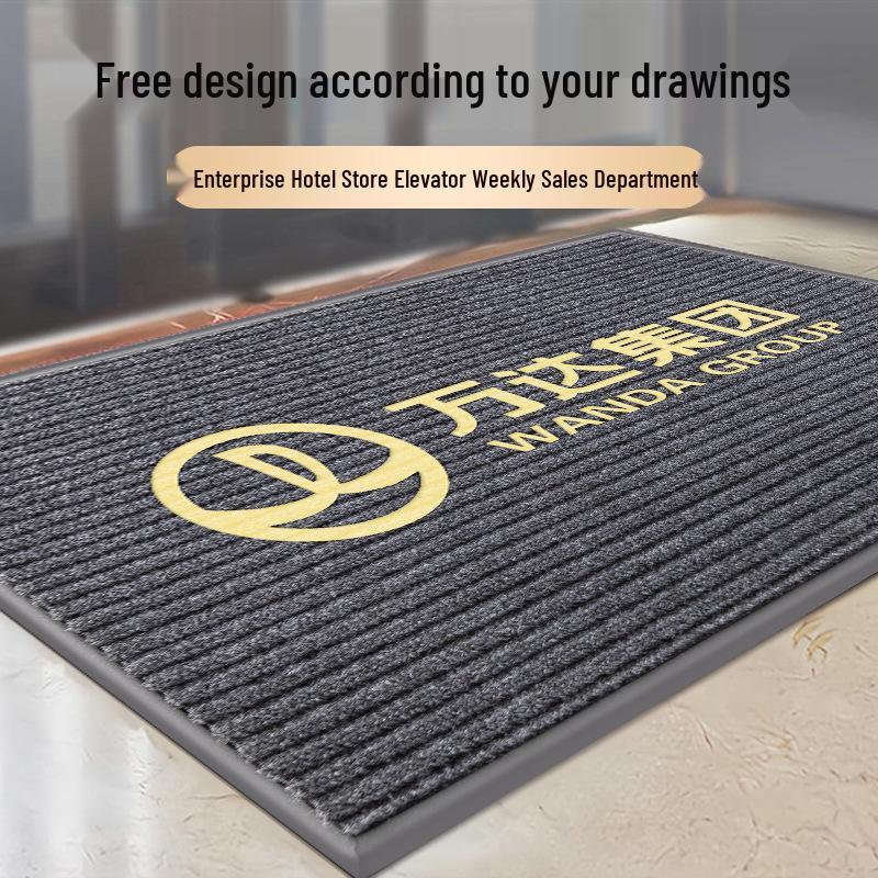 Custom Logo Indoor Commercial Welcome Mat – Dustproof, Absorbent Floor Mat for Hotel Entrances 40x60 серый