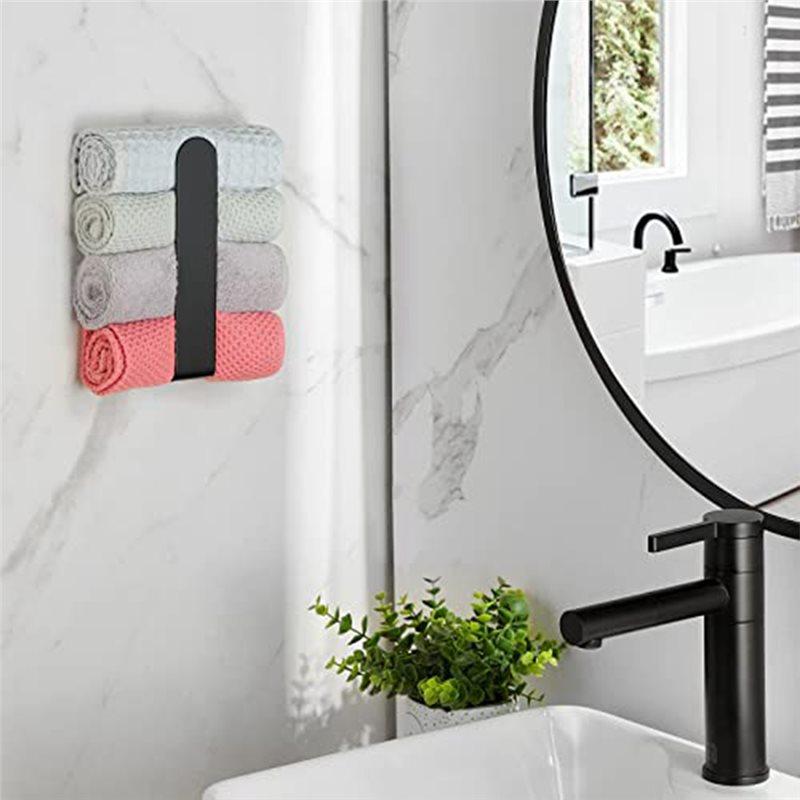 Self-Adhesive For Bathroom Towel Ring-Stainless Steel Hand Towel Holder/Bar-Black Face Design
