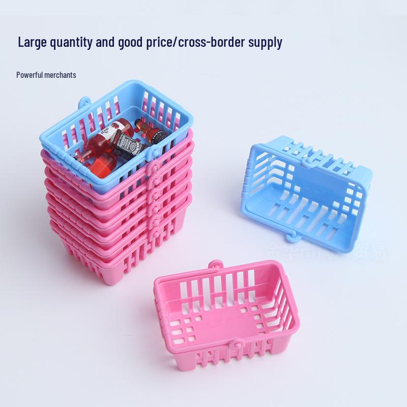 Miniature Supermarket Shopping Basket Toy - Role-Playing Doll Accessory for Kids