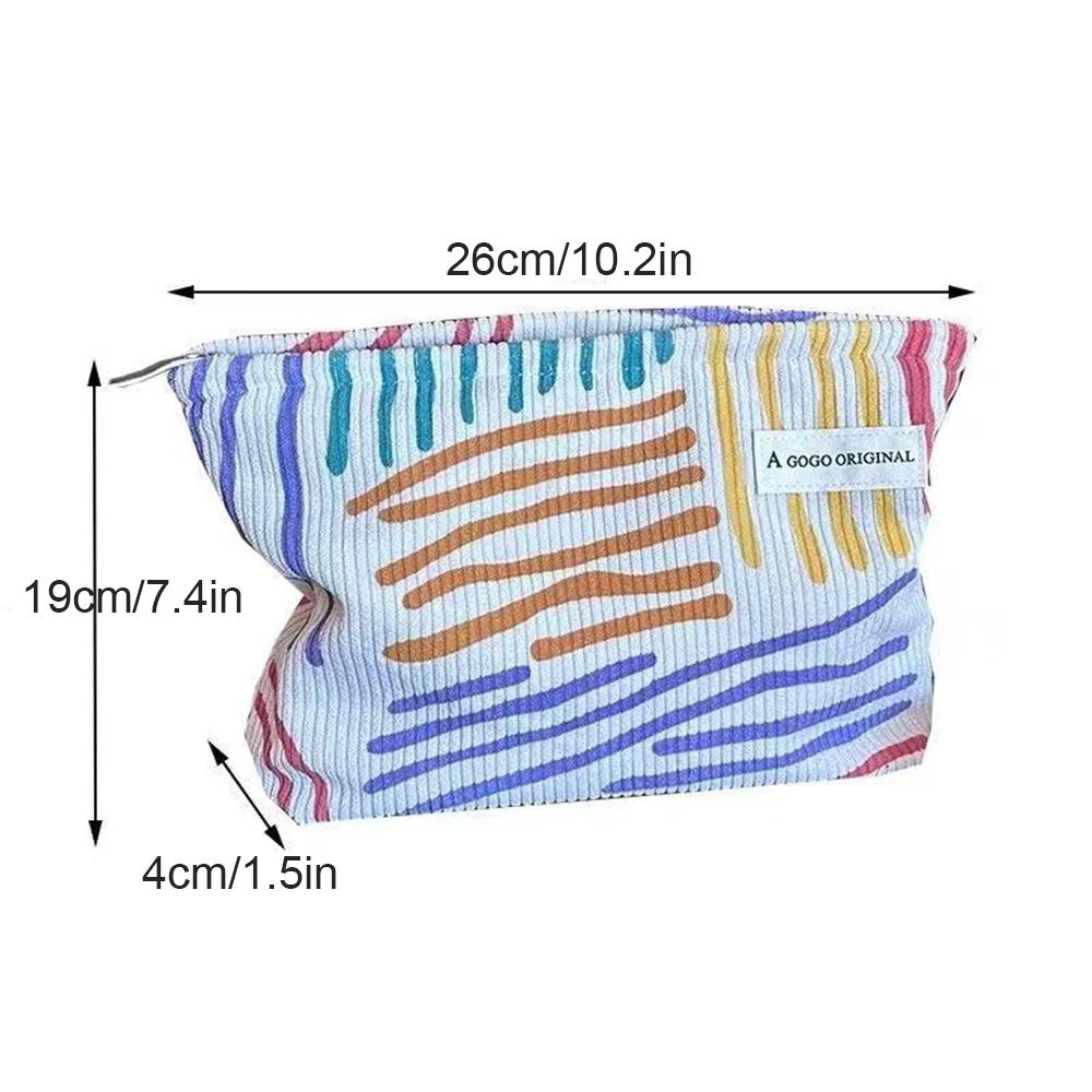 Corduroy Women Cosmetic Bag Large Capacity Makeup Storage Bag Travel Portable Organizer Zipper Wash Bag-A-DH