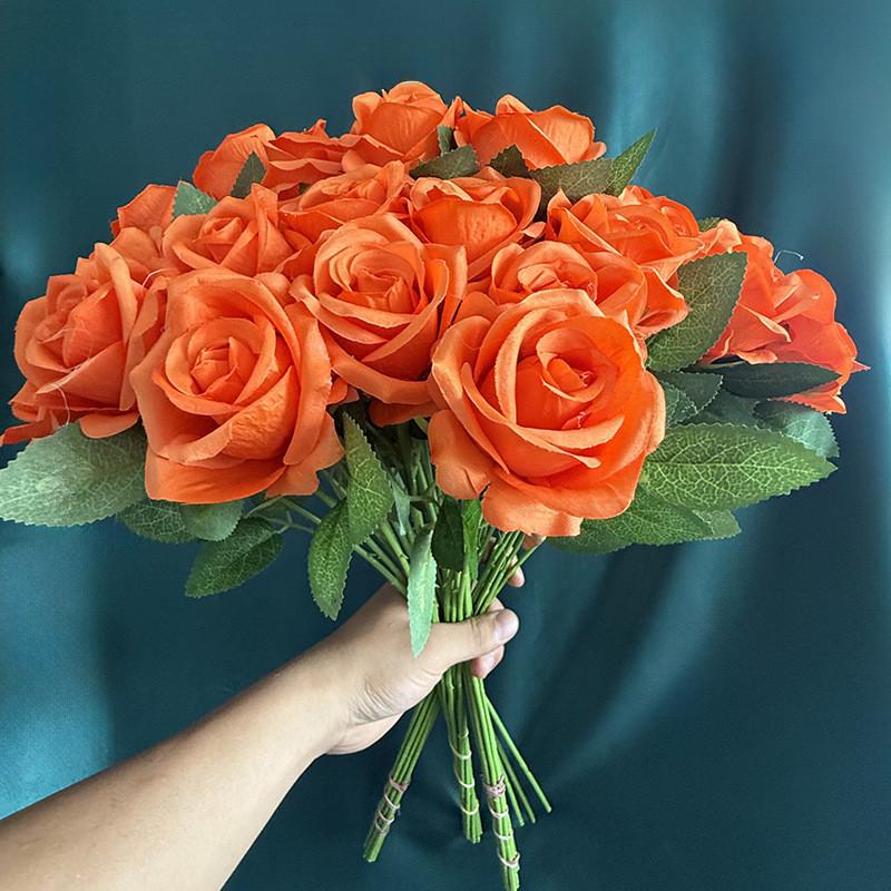 Gothic Style Silk Rose Artificial Flower With Curved Stem For Wedding And Party Arrangements